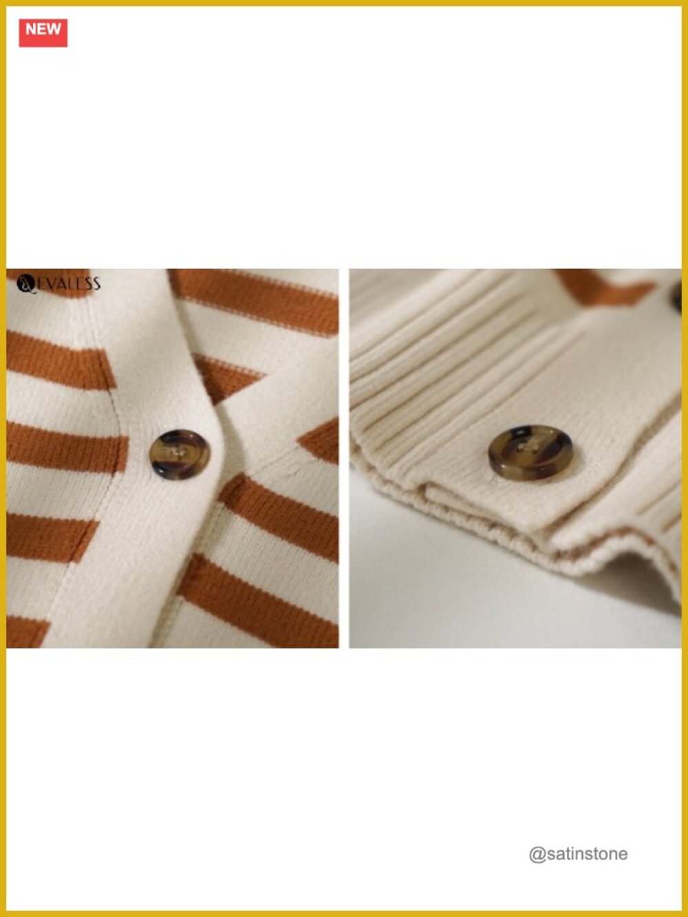 Striped V-Neck Cardigan Sweater Lightweight Open Front Button Down Knit - Picture 6 of 7